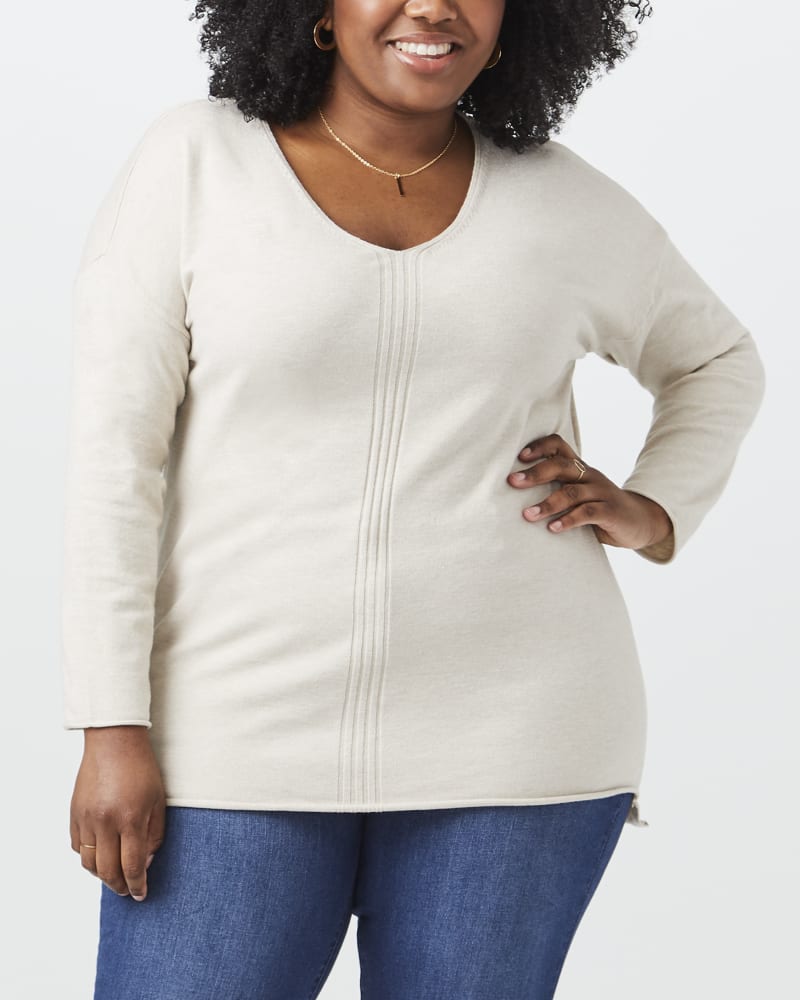 Front of plus size Mercy V-Neck Sweater by JOAN VASS | Dia&Co | dia_product_style_image_id:150244